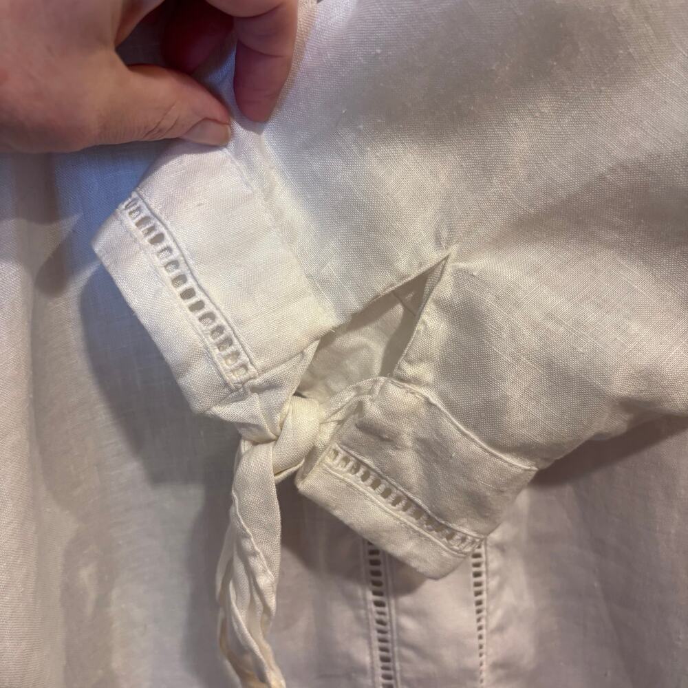 Liz Claiborne White 100% Linen Ladder Lace Tunic Blouse - Size 1XL - Picture 10 of 12